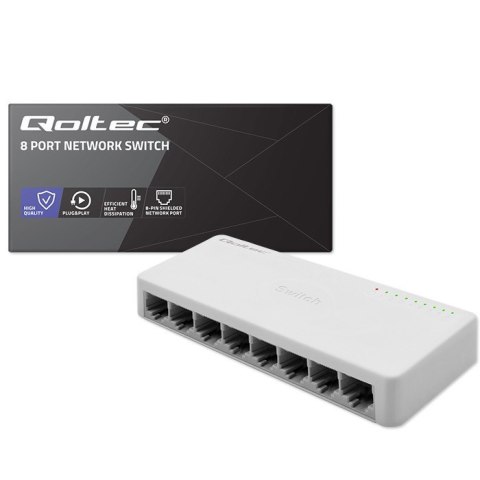 SWITCH przełącznik sieciowy 8 x port RJ45 | 1000Mbps | Fast Ethernet | LAN Qoltec SWITCH przełącznik sieciowy 8 x port RJ45 | 1000Mbps | Fast Ethernet | LAN Qoltec