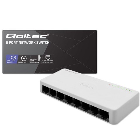SWITCH przełącznik sieciowy 8 x port RJ45 | 100Mbps | Fast Ethernet | LAN Qoltec SWITCH przełącznik sieciowy 8 x port RJ45 | 100Mbps | Fast Ethernet | LAN Qoltec