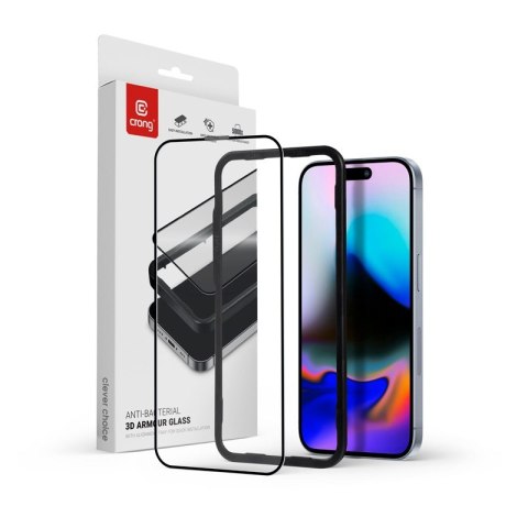 Szkło ochronne Anti-Bacterial 3D Armour Glass - hartowane 9H Full Glue do iPhone 16 Pro Max + ramka instalacyjna CRONG