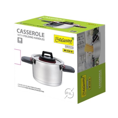 Garnek ze składanymi uchwytami 18cm, 2,3l MR-3530-18 Feel-Maestro Garnek ze składanymi uchwytami 18cm, 2,3l MR-3530-18 Feel-Maestro