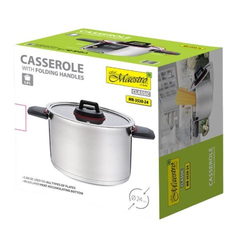 Garnek ze składanymi uchwytami 24cm, 5,5l MR-3530-24 Feel-Maestro Garnek ze składanymi uchwytami 24cm, 5,5l MR-3530-24 Feel-Maestro