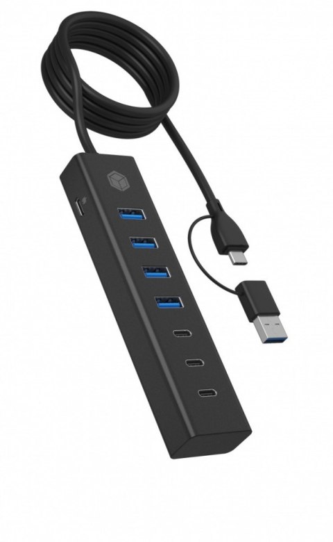 Hub IB-HUB1737-C3 7-Port USB 3.2 Gen 1 Hub, 3x USB Type-C., 4x USB Type-A IcyBox Hub IB-HUB1737-C3 7-Port USB 3.2 Gen 1 Hub, 3x USB Type-C., 4x USB Type-A IcyBox