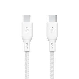 Kabel w oplocie USB-C do USB-C 100W 3m biały Belkin