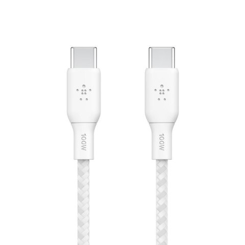 Kabel w oplocie USB-C do USB-C 100W 3m biały Belkin