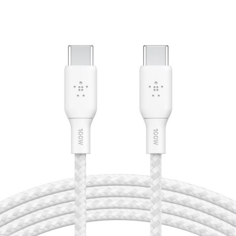 Kabel w oplocie USB-C do USB-C 100W 3m biały Belkin Kabel w oplocie USB-C do USB-C 100W 3m biały Belkin