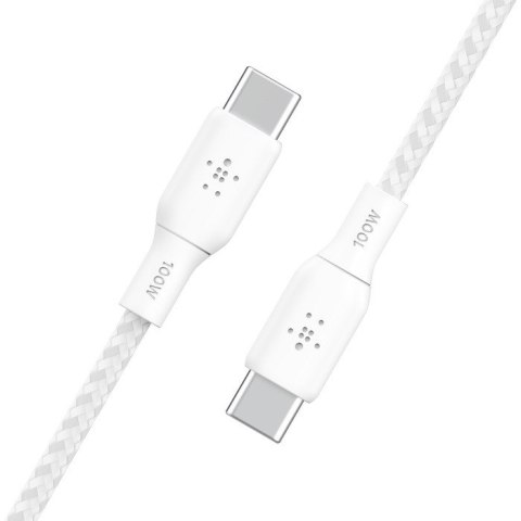 Kabel w oplocie USB-C do USB-C 100W 3m biały Belkin Kabel w oplocie USB-C do USB-C 100W 3m biały Belkin