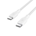 Kabel w oplocie USB-C do USB-C 100W 3m biały Belkin