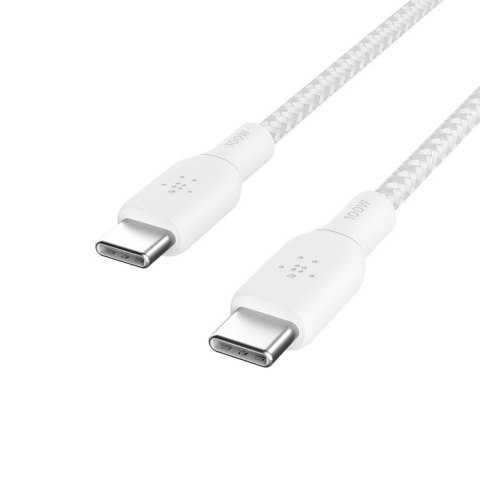 Kabel w oplocie USB-C do USB-C 100W 3m biały Belkin Kabel w oplocie USB-C do USB-C 100W 3m biały Belkin