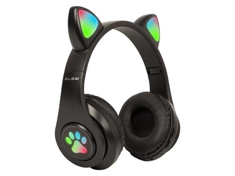 Słuchawki bezprzewodowe Bluetooth 5.0 LED dla dzieci czarne uszy BLOW Słuchawki bezprzewodowe Bluetooth 5.0 LED dla dzieci czarne uszy BLOW
