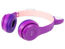 Słuchawki bezprzewodowe Bluetooth 5.0 LED dla dzieci fioletowe uszy BLOW