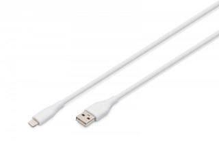 Kabel połączeniowy silikonowy USB-A - Lightning, USB 2.0 12W, certyfikat MFI, 2m Biały Digitus