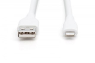 Kabel połączeniowy silikonowy USB-A - Lightning, USB 2.0 12W, certyfikat MFI, 2m Biały Digitus