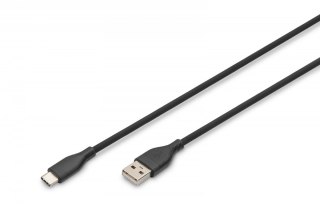 Kabel połączeniowy silikonowy USB-A - USB-C, USB 2.0 60W, 0,5m Czarny Digitus