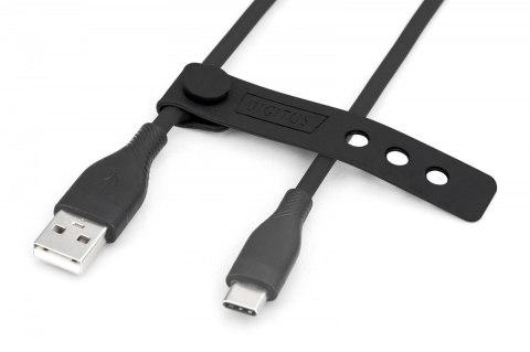 Kabel połączeniowy silikonowy USB-A - USB-C, USB 2.0 60W, 0,5m Czarny Digitus