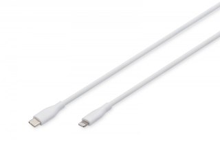 Kabel połączeniowy silikonowy USB-C - Lightning, USB 2.0 60W, certyfikat MFI, 1m Biały Digitus
