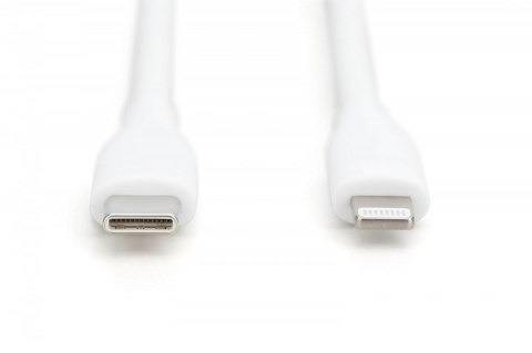 Kabel połączeniowy silikonowy USB-C - Lightning, USB 2.0 60W, certyfikat MFI, 1m Biały Digitus