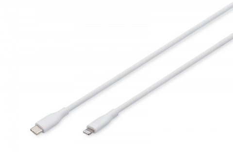 Kabel połączeniowy silikonowy USB-C - Lightning, USB 2.0 60W, certyfikat MFI, 2m Biały Digitus