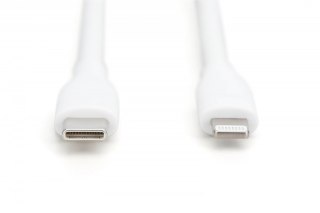 Kabel połączeniowy silikonowy USB-C - Lightning, USB 2.0 60W, certyfikat MFI, 2m Biały Digitus
