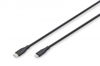 Kabel połączeniowy silikonowy USB-C - Lightning, USB 2.0 60W, certyfikat MFI, 2m Czarny Digitus