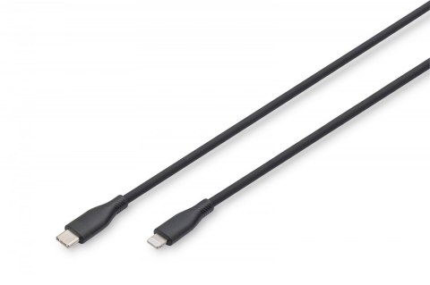 Kabel połączeniowy silikonowy USB-C - Lightning, USB 2.0 60W, certyfikat MFI, 2m Czarny Digitus