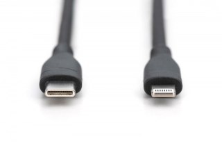 Kabel połączeniowy silikonowy USB-C - Lightning, USB 2.0 60W, certyfikat MFI, 2m Czarny Digitus
