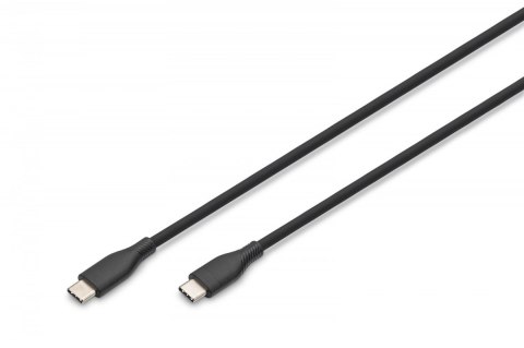 Kabel połączeniowy silikonowy USB-C - USB-C, USB 2.0 60W, 0,5m Czarny Digitus