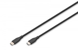 Kabel połączeniowy silikonowy USB-C - USB-C, USB 2.0 60W, 2m Czarny Digitus