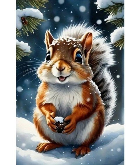 Diamentowa mozaika - Wiewiórka zimą