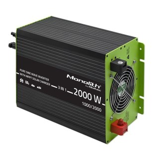 Przetwornica solarna 3w1 z funkcją ładowania AC | MPPT | UPS | ATS | 1000W | 2000W | 12V na 230V | Czysty Sinus Qoltec