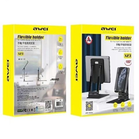 Uchwyt biurkowy X23 uniwersalny telefon tablet Czarny AWEI