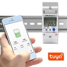 Jednofazowy elektroniczny licznik | miernik zużycia energii na szynę DIN | 230V | LCD | Wi-Fi Qoltec