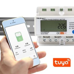 Trójfazowy elektroniczny licznik | miernik zużycia energii na szynę DIN | 400V | LCD | Wi-Fi Qoltec