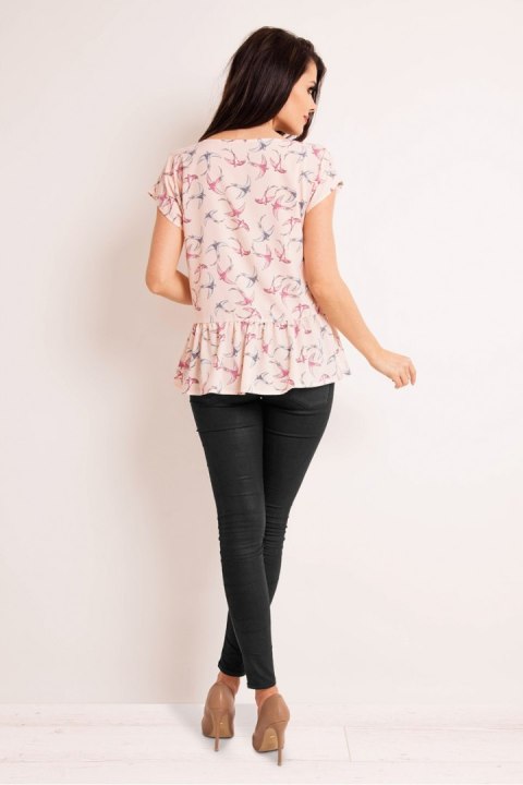 Bluzka Model M130 Ptaki Pink - Infinite You Bluzka Model M130 Ptaki Pink - Infinite You