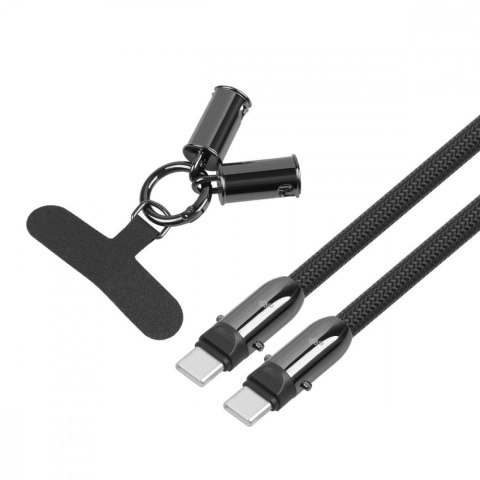 Kabel 2w1 USB C smycz 1m czarny TB