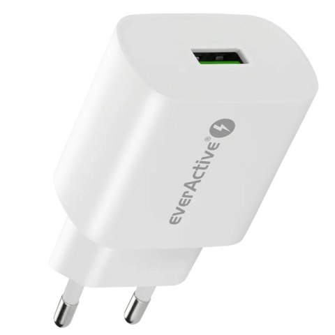 Ładowarka sieciowa 1X USB 18W QC3.0 Biała EverActive Ładowarka sieciowa 1X USB 18W QC3.0 Biała EverActive