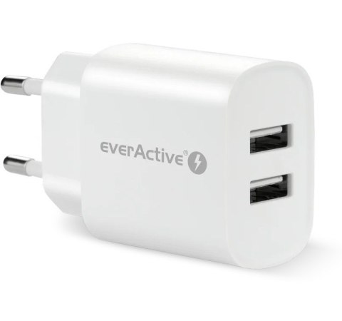 Ładowarka sieciowa 2X USB 2,4A 12W Biała EverActive Ładowarka sieciowa 2X USB 2,4A 12W Biała EverActive