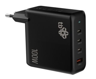 Ładowarka sieciowa 3x USB C + USB A Power Delivery czarna, GaN 100W