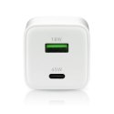 Ładowarka sieciowa GaN 1X USB, 1X USB-C 45W QC4+ PD Biała EverActive