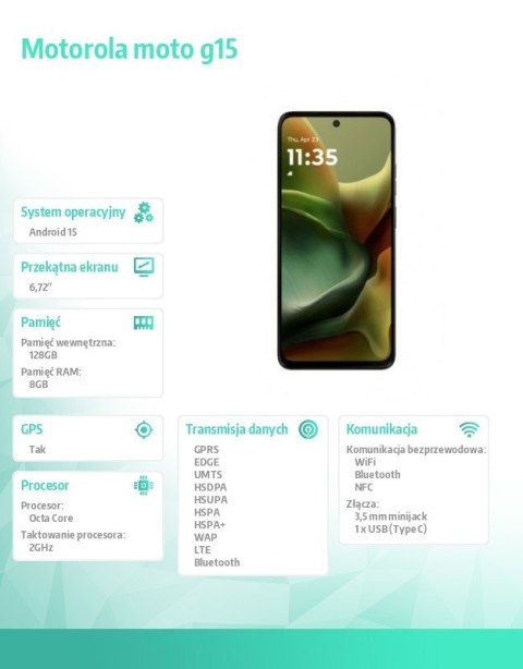 Smartfon moto g15 8/128GB Iguana Green Motorola Smartfon moto g15 8/128GB Iguana Green Motorola