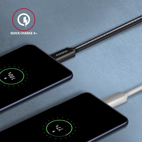 BUCM32-CM05AB Kabel USB-C - USB-C 3.2 Gen 2 0.5m, PD 100W, 5A, 4K HD, ALU, oplot, czarny AXAGON