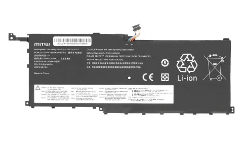 Bateria 00HW028 01AV439 do Lenovo X1 Carbon 20FB 3290 mAh (50 Wh) 15.2V Mitsu