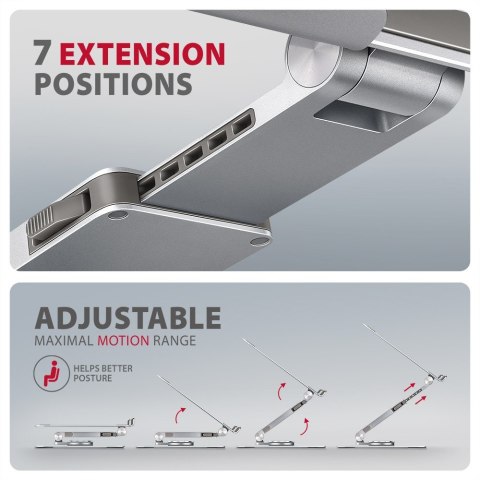 STND-LR Podstawa do laptopów aluminiowa 10-17,3" regulowane kąty nachylenia, obrót o 360 stopni