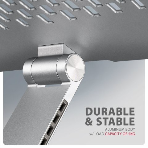 STND-LR Podstawa do laptopów aluminiowa 10-17,3" regulowane kąty nachylenia, obrót o 360 stopni