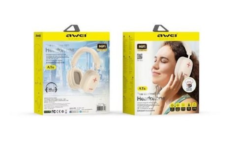 Słuchawki Bluetooth nauszne AT6 Beżowe AWEI