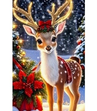 Diamentowa mozaika - Renifer z kokardą