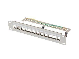 Patch Panel 12 Port 1U 10 cali FTP z organizerem do moduĹĂłw keystone szary
