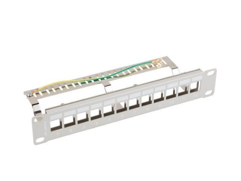 Patch Panel 12 Port 1U 10 cali FTP z organizerem do moduĹĂłw keystone szary