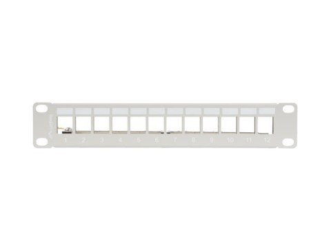 Patch Panel 12 Port 1U 10 cali FTP z organizerem do moduĹĂłw keystone szary