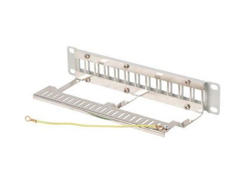 Patch Panel 12 Port 1U 10 cali FTP z organizerem do moduĹĂłw keystone szary