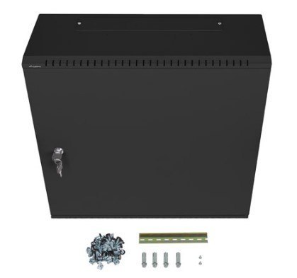 Szafa instalacyjna rack wisząca 19 cali 6U+3U 540x200 niskoprofilowa (złożona) czarna Lanberg